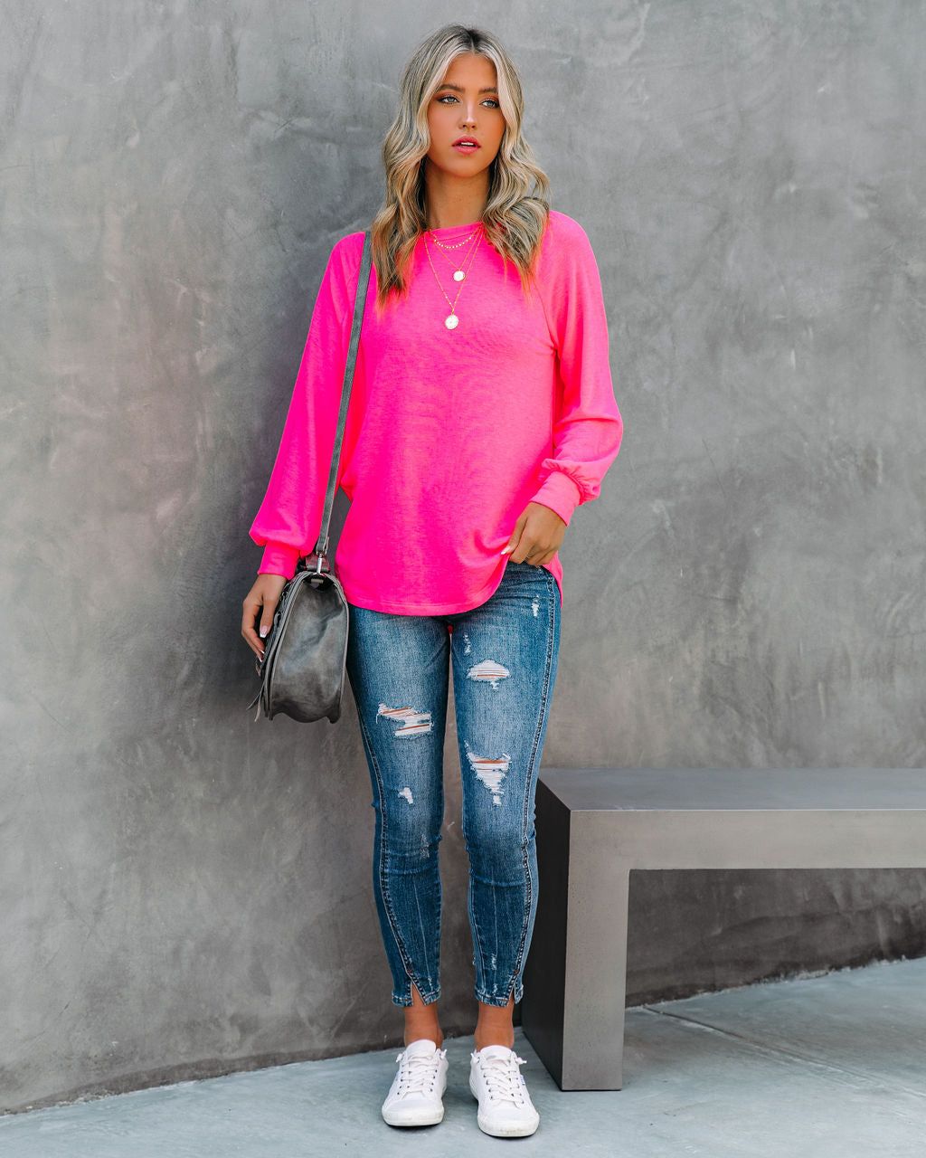 Serafina Knit Raglan Top - Hot Pink sold by Vici product image thumbnail 6