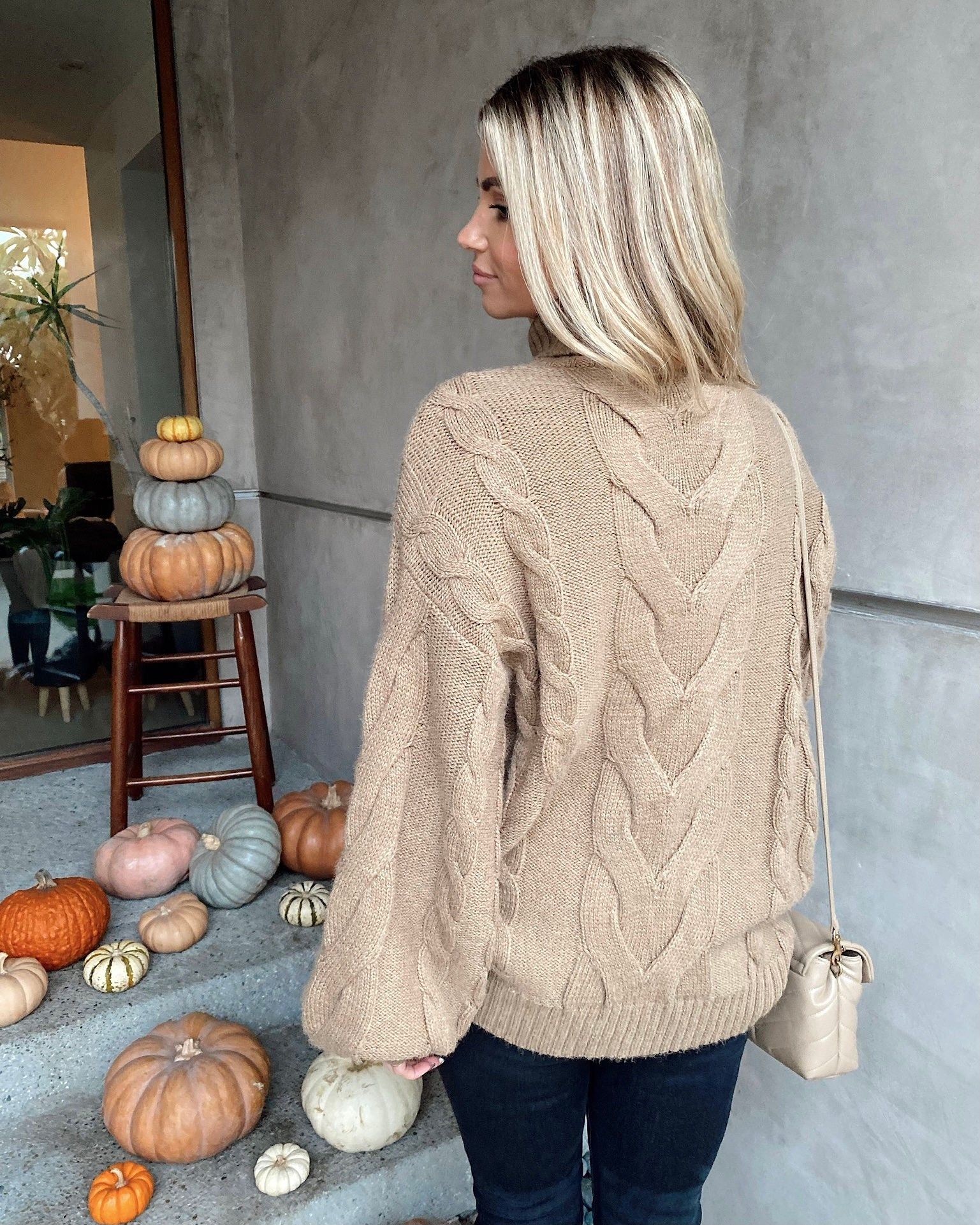 Parkland Cable Knit Turtleneck Sweater - Mocha - FINAL SALE sold by Vici product image thumbnail 2