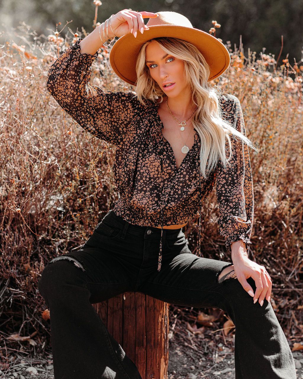 Moments Notice Floral Crop Blouse - FINAL SALE sold by Vici product image thumbnail 3