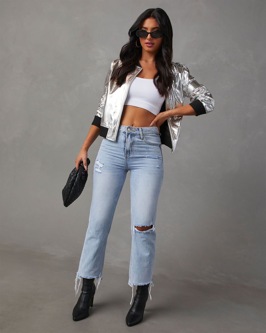 Worlds Collide Metallic Bomber Jacket - Silver sold by Vici product image thumbnail 6