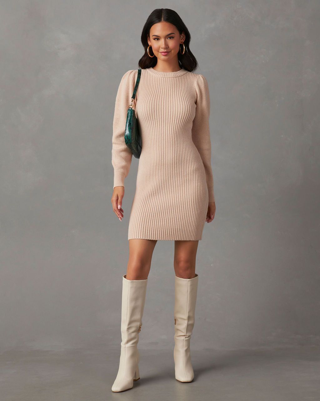 Sanori Long Sleeve Sweater Mini Dress - Cream sold by Vici product image thumbnail 5