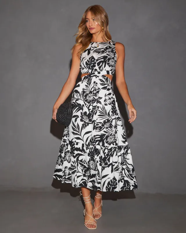 Malakai Tropical Print Midi Dress sold by Vici
