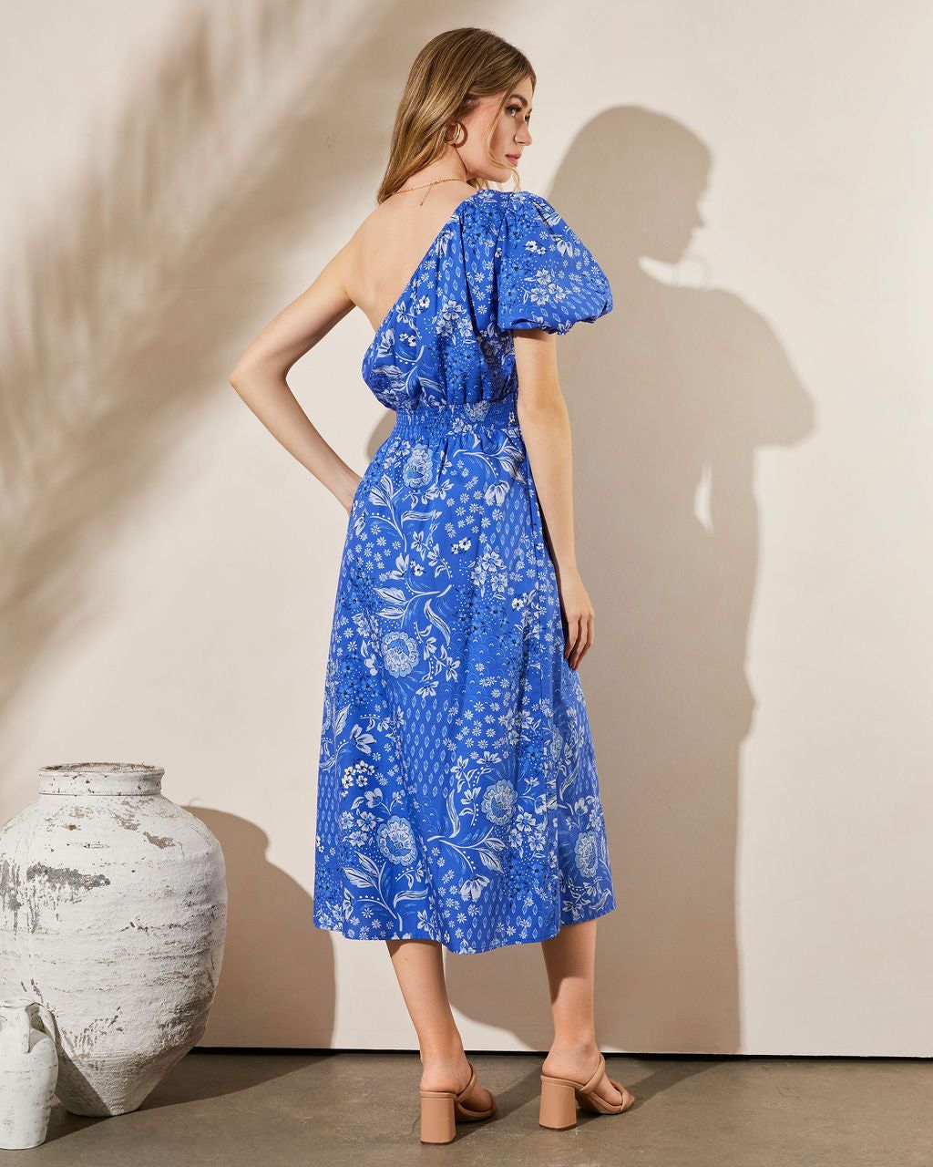 Lafayette Floral One Shoulder Midi Dress - Blue sold by Vici product image thumbnail 2
