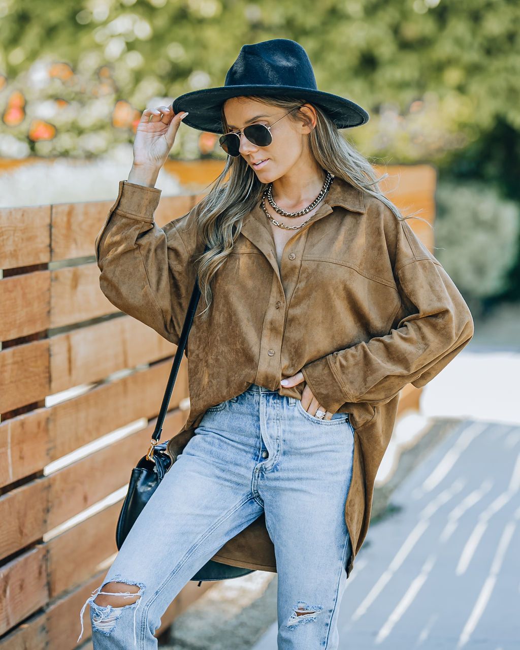 Brownfield Faux Suede Button Down Shacket - FINAL SALE sold by Vici product image thumbnail 3