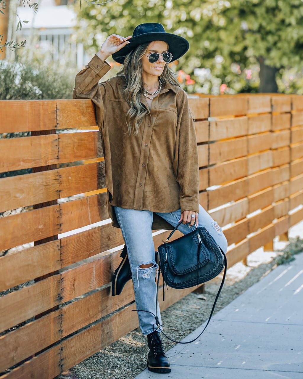 Brownfield Faux Suede Button Down Shacket - FINAL SALE sold by Vici product image thumbnail 7