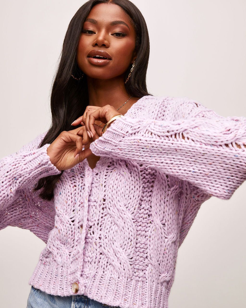 Marnie Cable Knit Button Front Cardigan sold by Vici product image thumbnail 5