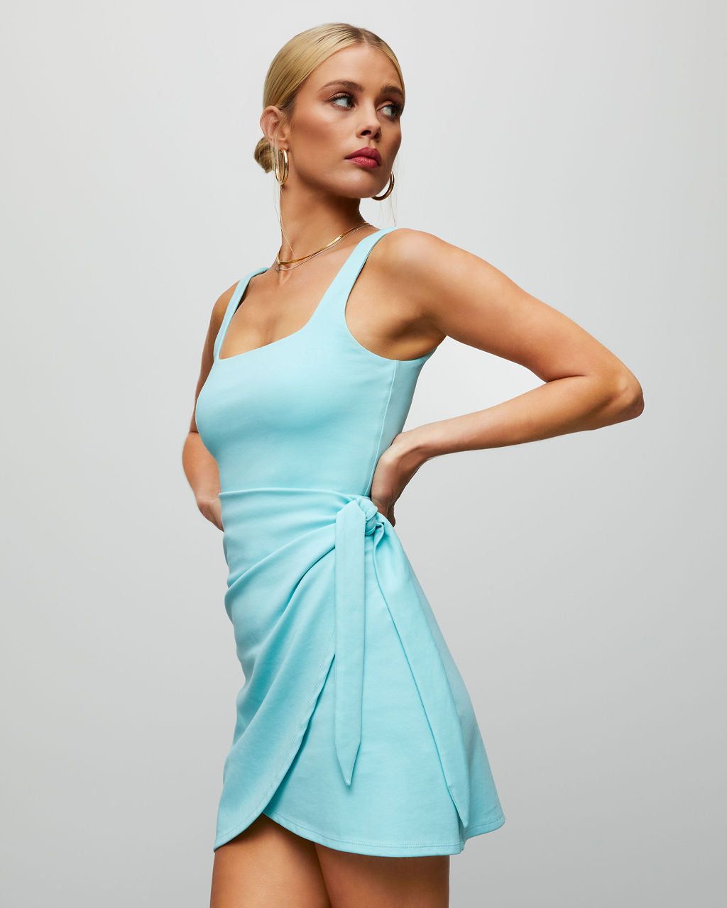 Cruel Summer Side Tie Mini Dress - Blue - SALE sold by Vici product image thumbnail 4