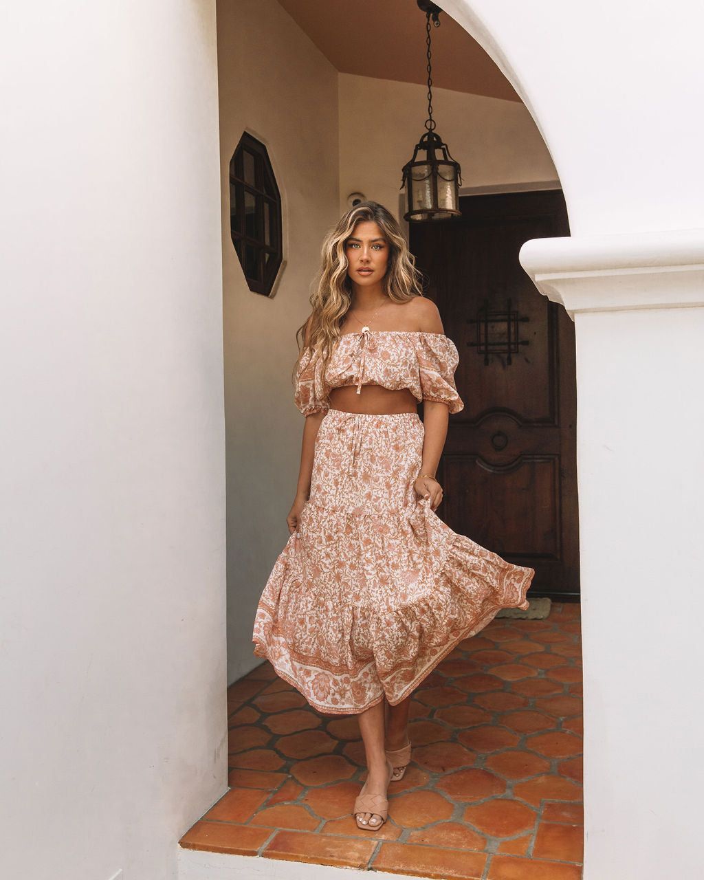 Adela Floral Midi Skirt - Peach - FINAL SALE sold by Vici product image thumbnail 7