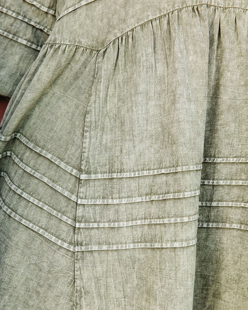 Irvine Cotton Pocketed Denim Babydoll Dress - Washed Olive - SALE sold by Vici product image thumbnail 4