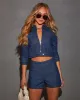 Andi Cropped Moto Zip Up Denim Jacket sold by Vici