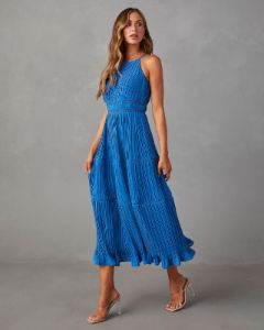 Lucienne Tiered Midi Dress - Blue - SALE sold by Vici