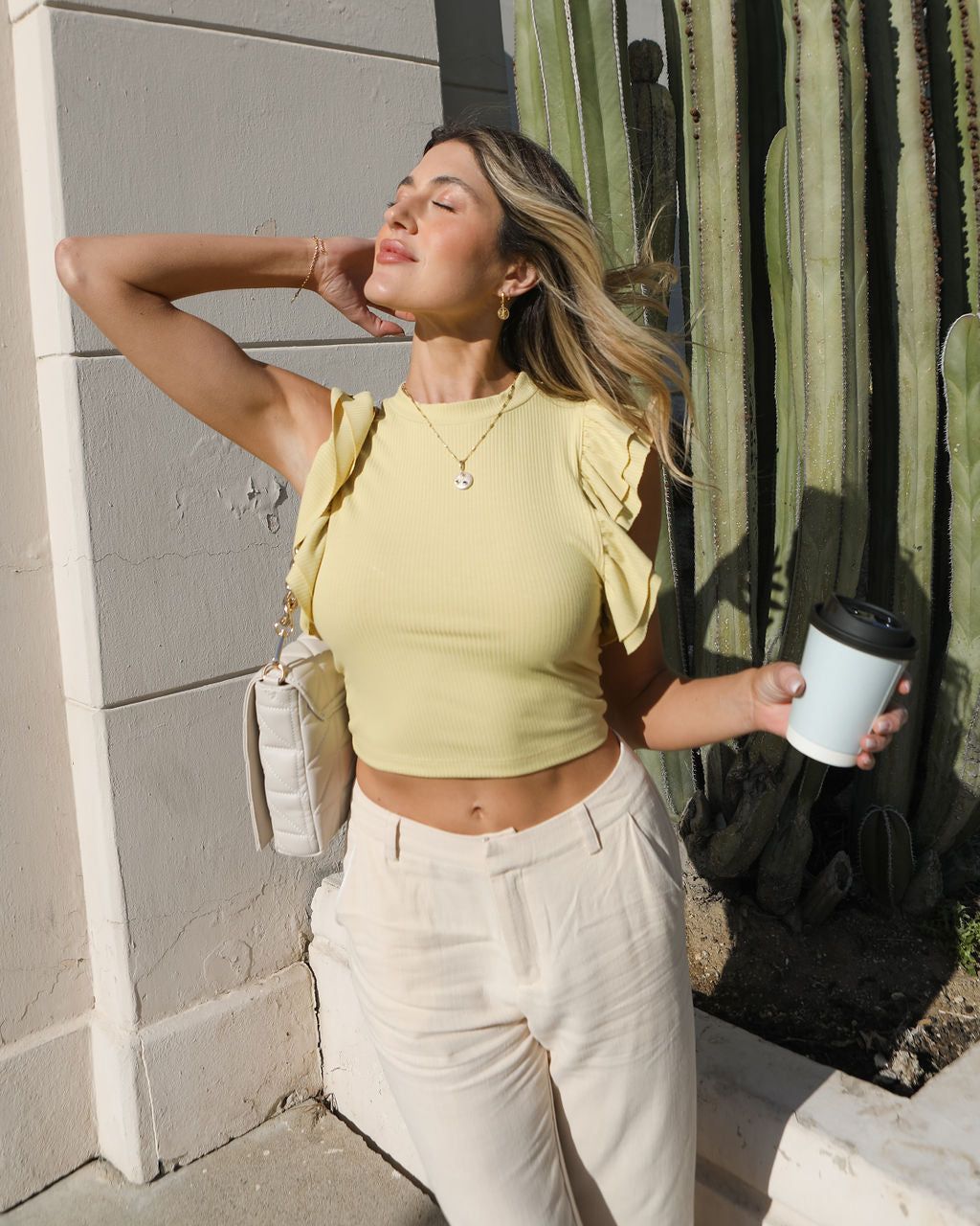 Emma Ribbed Flutter Sleeve Top sold by Vici product image thumbnail 4