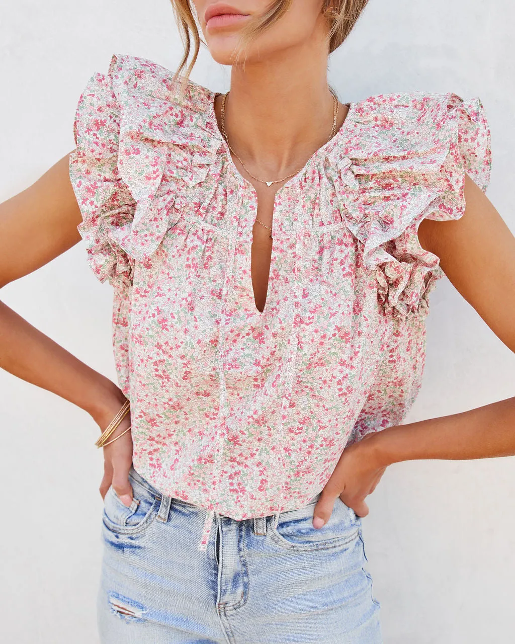 Briella Cotton Floral Ruffle Top sold by Vici product image thumbnail 2