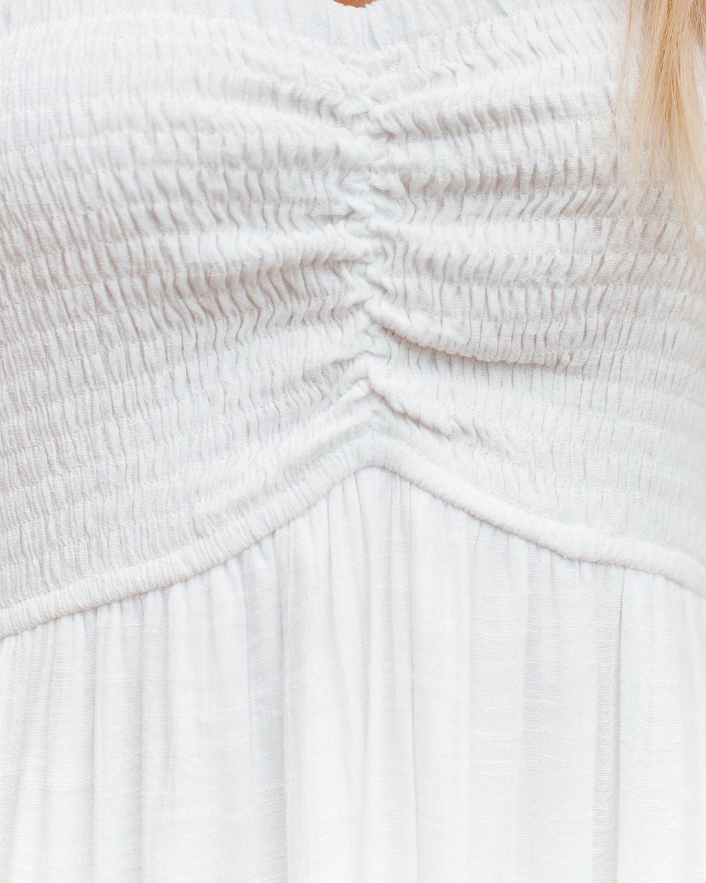 Mahoney Smocked Ruffle Mini Dress - Off White - SALE sold by Vici product image thumbnail 4