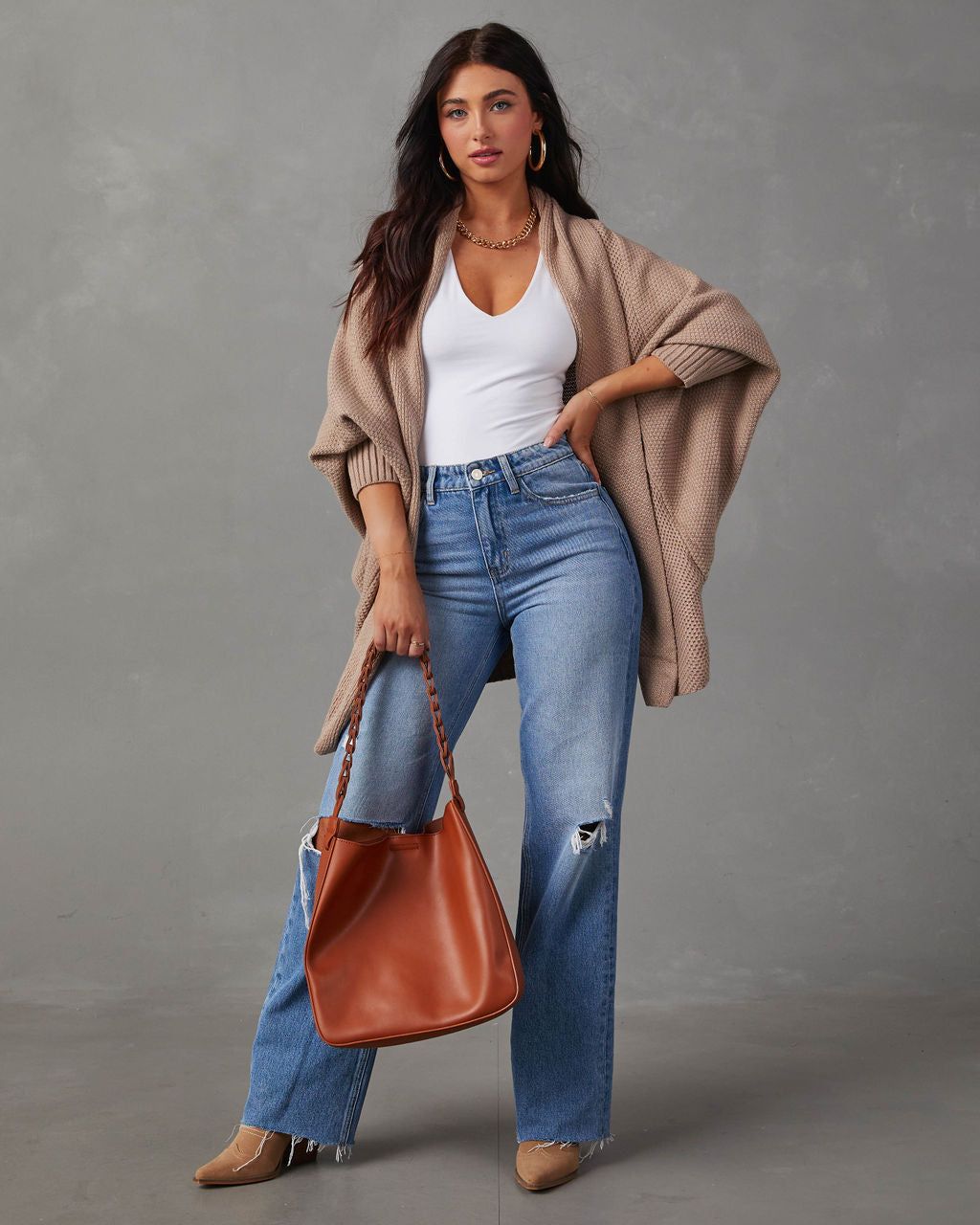 Kiersey Oversized Cardigan - Mocha sold by Vici product image thumbnail 2
