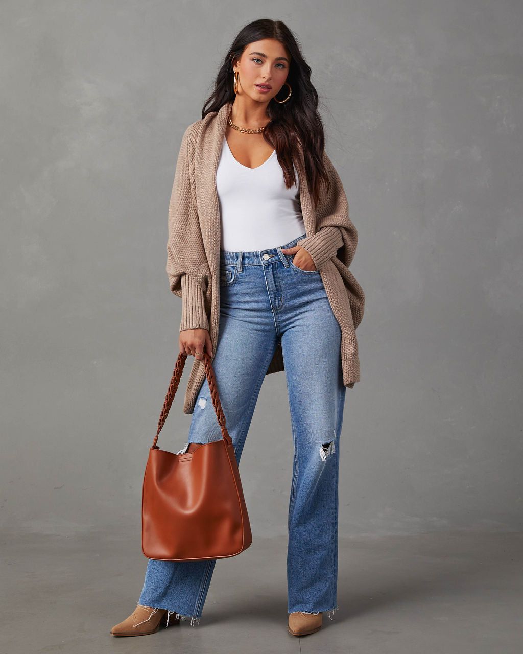 Kiersey Oversized Cardigan - Mocha sold by Vici product image thumbnail 5
