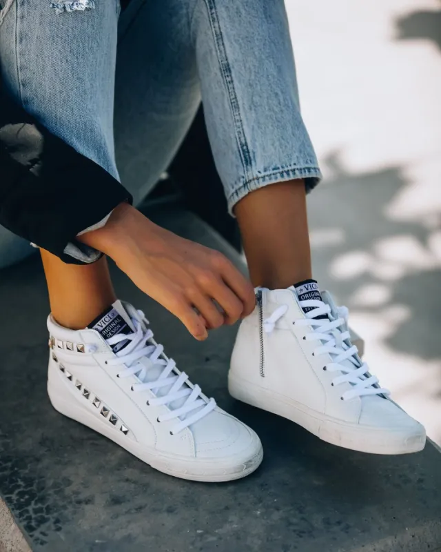 In The Crowd Studded High-Top Sneaker - White - FINAL SALE sold by Vici