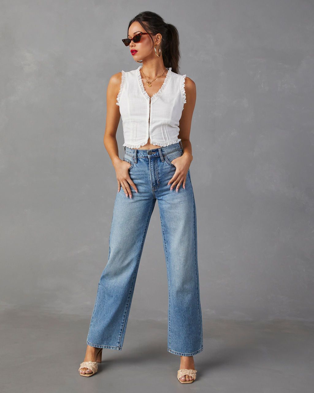 For The Frill Of It Sleeveless Top - White - SALE sold by Vici product image thumbnail 5