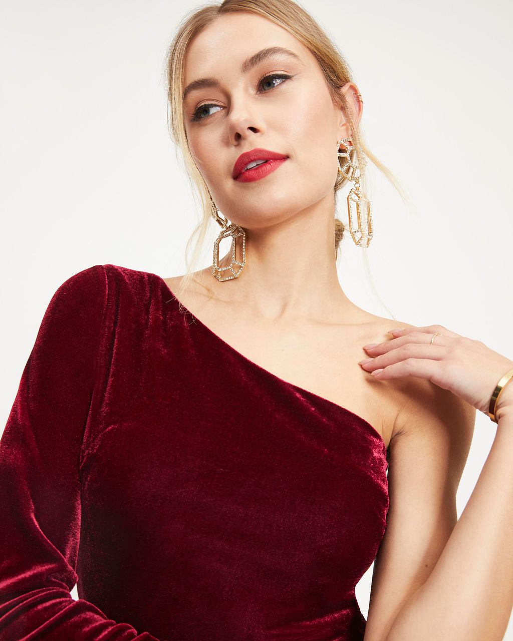 Spread The Cheer Velvet One Shoulder Mini Dress sold by Vici product image thumbnail 2