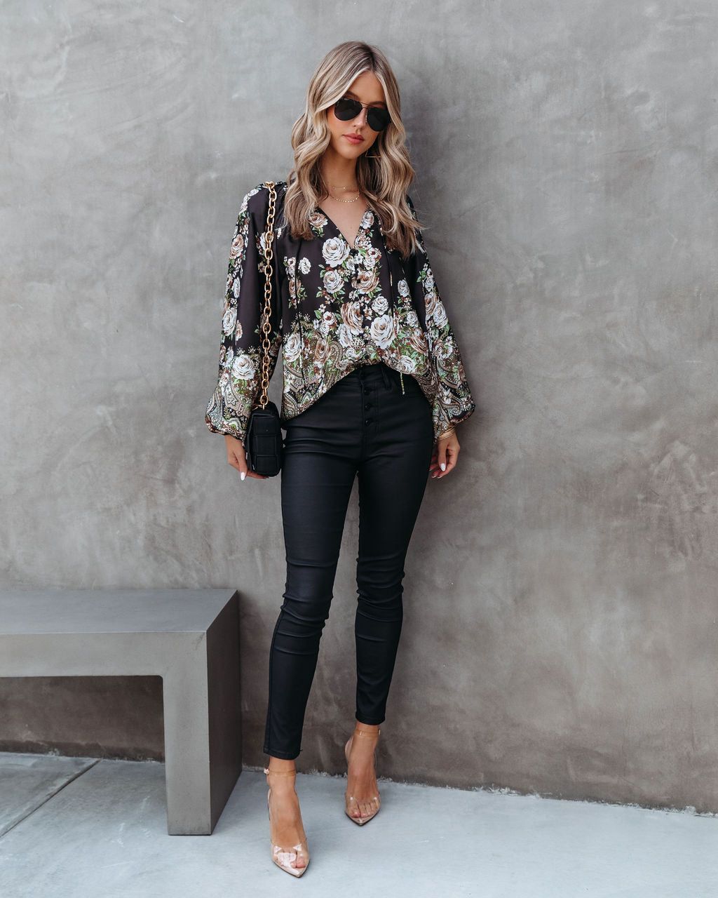 Midnight Garden Floral Satin Top sold by Vici product image thumbnail 3