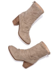Ximena Faux Suede Heeled Bootie - Taupe - FINAL SALE sold by Vici