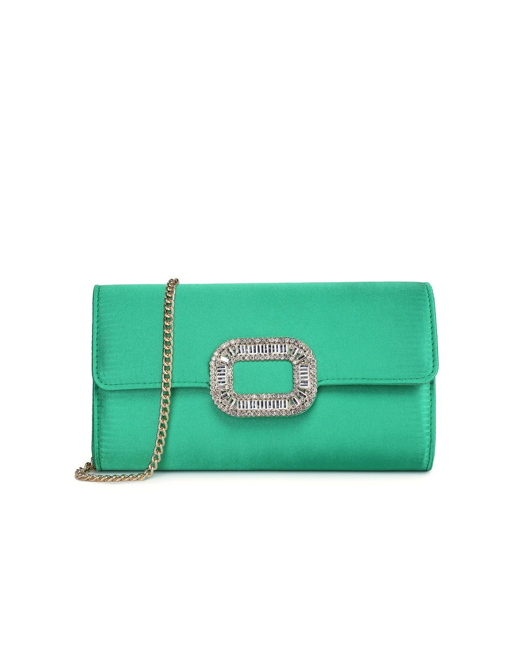 Celebration Satin Embellished Clutch sold by Vici