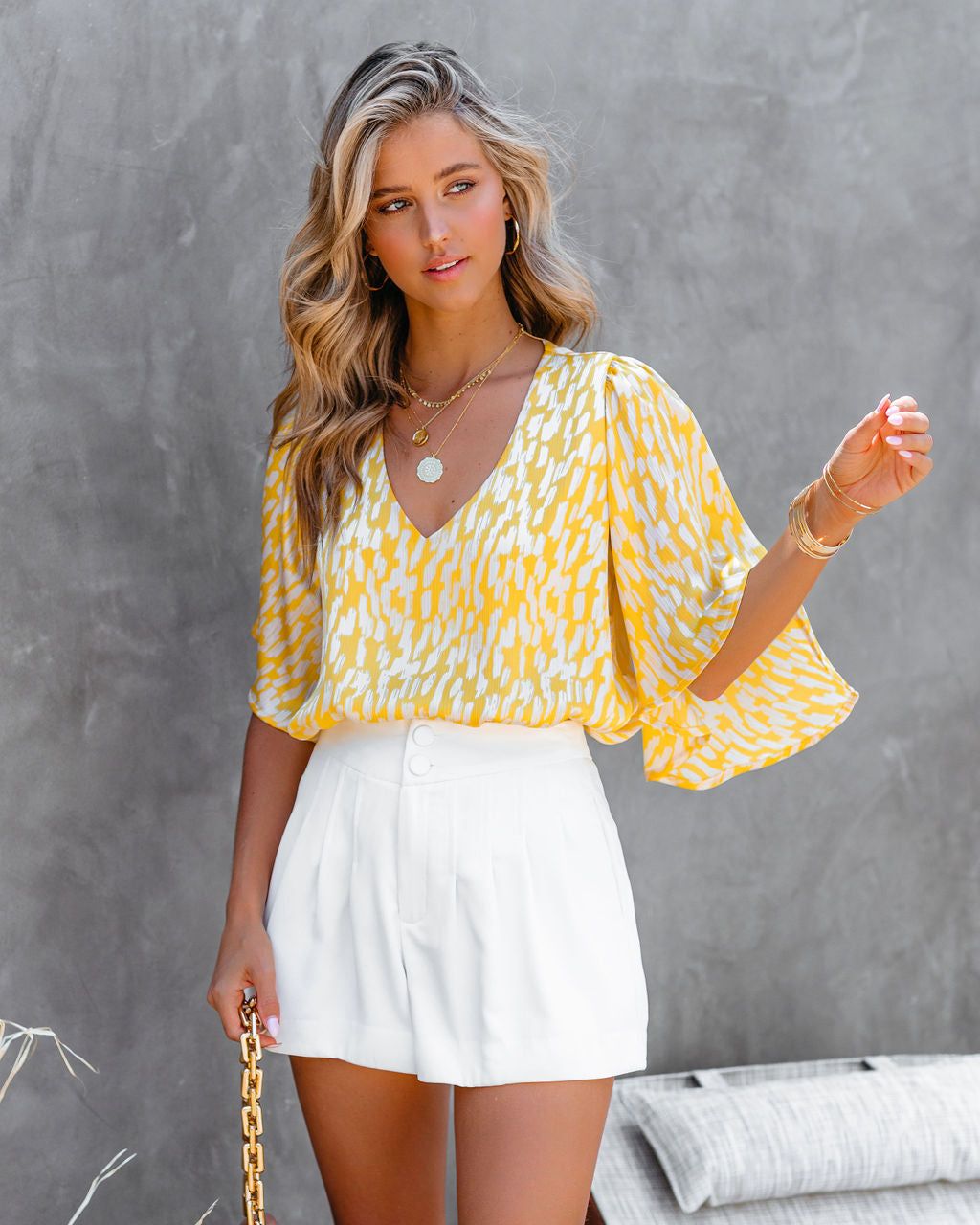 Time Flies Printed Bell Sleeve Blouse - Yellow - FINAL SALE sold by Vici product image thumbnail 9