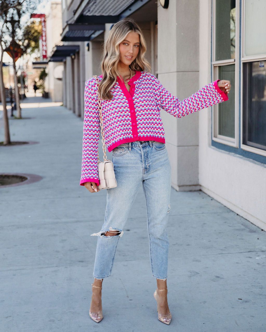 Dorinda Checkered Button Front Bell Sleeve Cardigan - FINAL SALE sold by Vici product image thumbnail 6