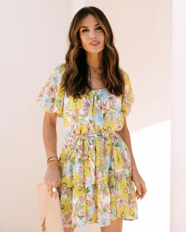 Wish Upon A Petal Chiffon Puff Sleeve Mini Dress sold by Vici
