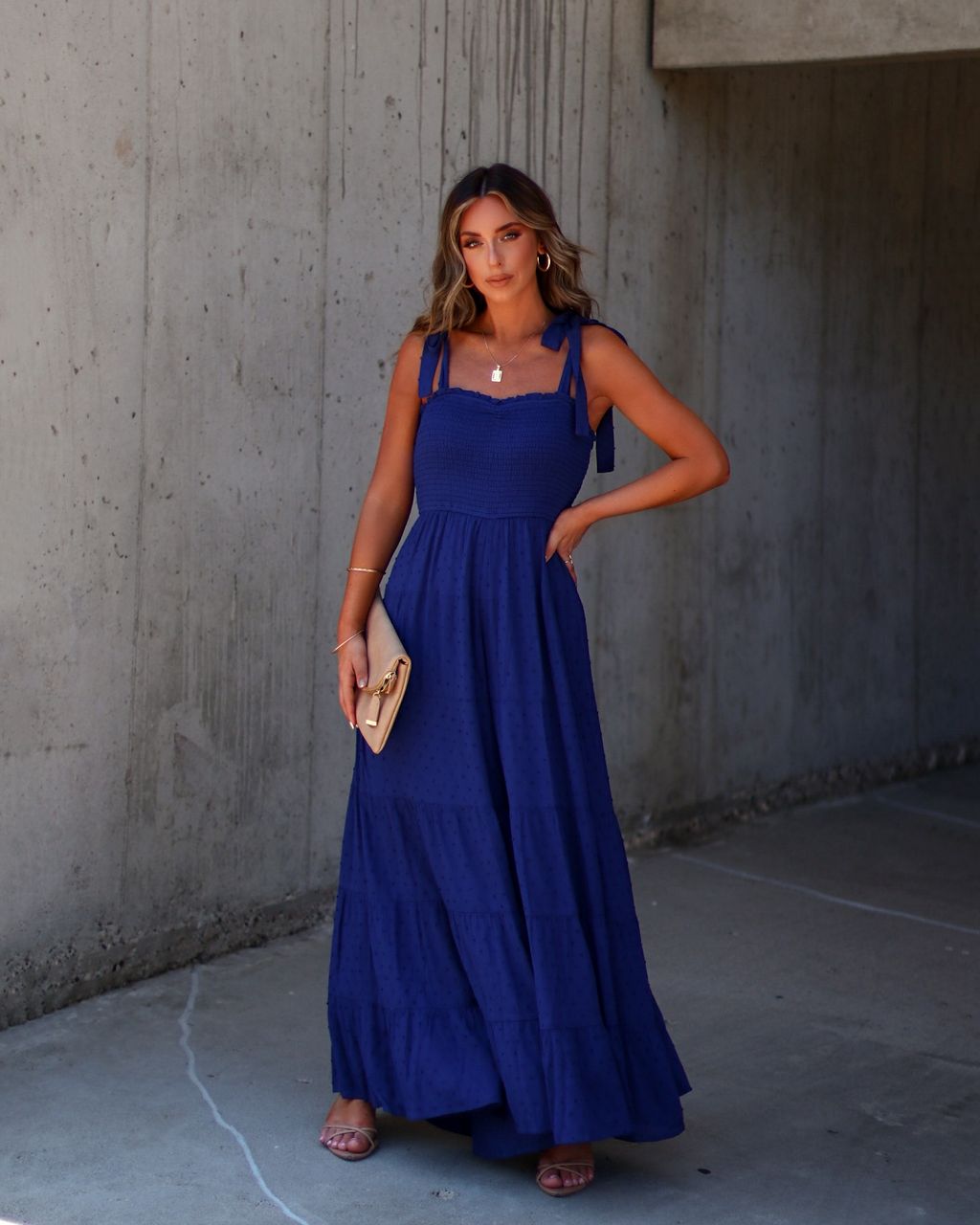 Latana Smocked Tiered Jumpsuit sold by Vici