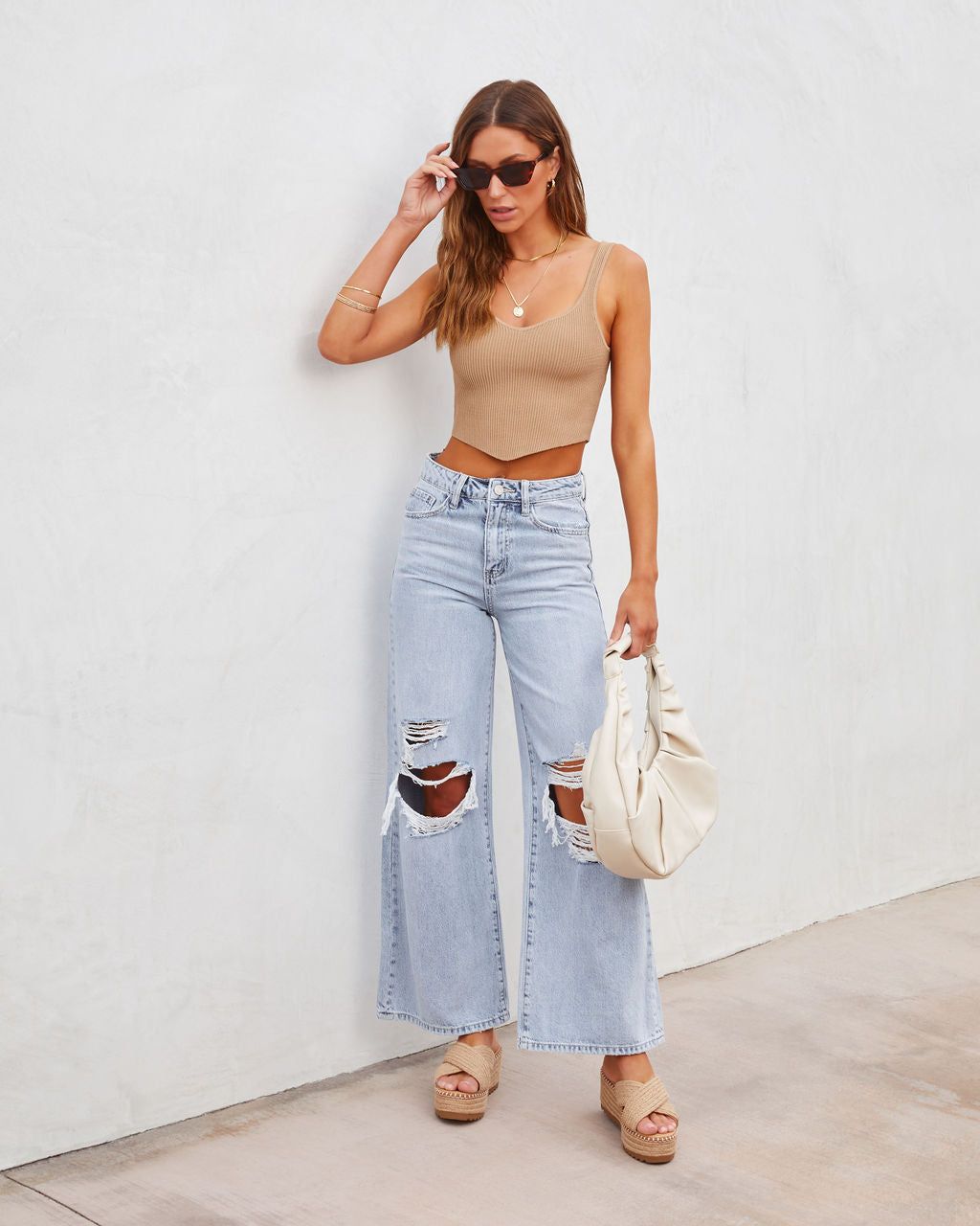 Something About Me Ribbed Knit Crop Top - Tan - FINAL SALE sold by Vici product image thumbnail 6