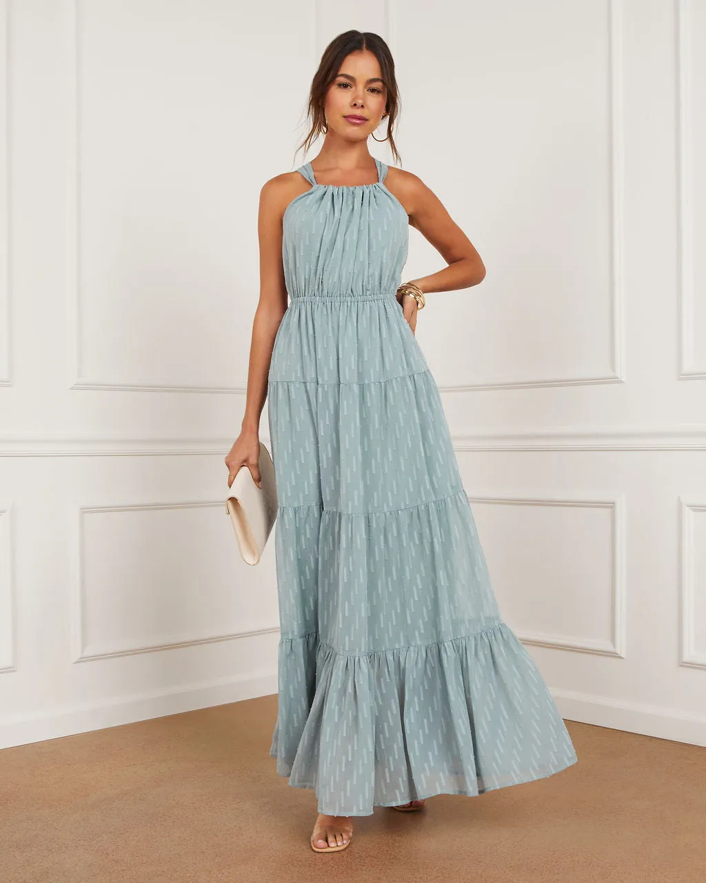 Rhea Tiered Criss-Cross Back Maxi Dress sold by Vici product image thumbnail 2