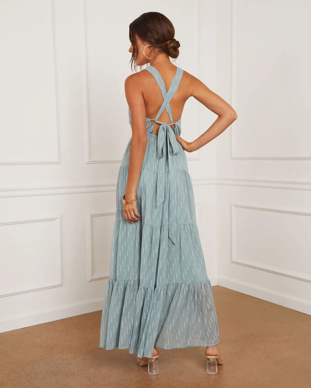 Rhea Tiered Criss-Cross Back Maxi Dress sold by Vici product image thumbnail 4