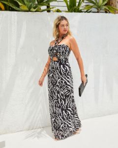 My Wild Side Halter Cutout Maxi Dress sold by Vici