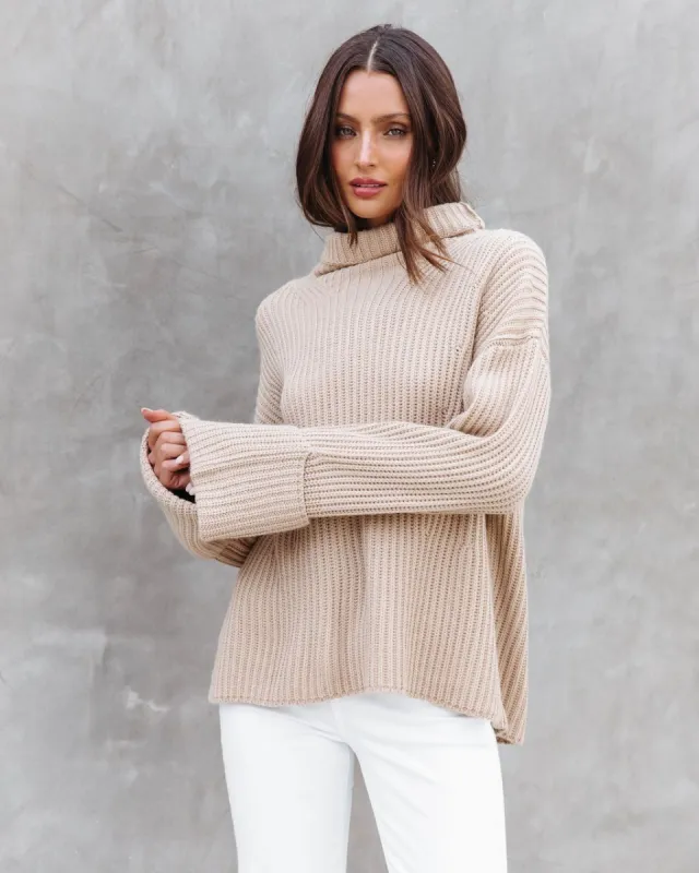 Sharron Knit Turtleneck Sweater - Tan - LAST CHANCE made by Vici