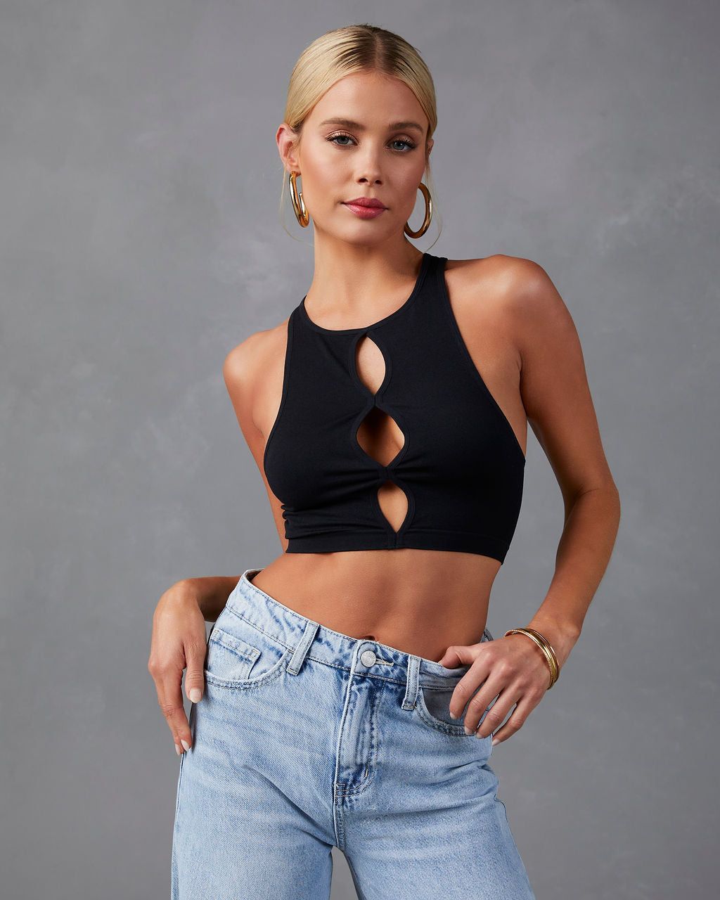 Almina Cutout Crop Top - Black - FINAL SALE sold by Vici