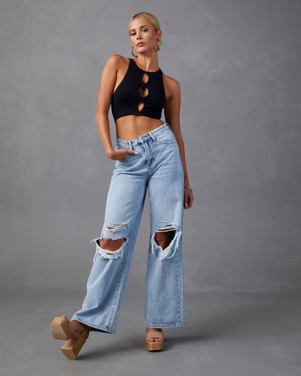Almina Cutout Crop Top - Black - FINAL SALE sold by Vici product image thumbnail 7
