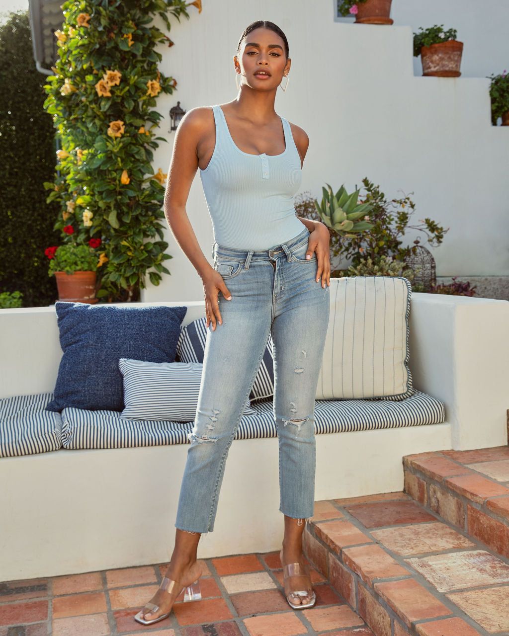 Huntley Ribbed Bodysuit - Baby Blue - FINAL SALE sold by Vici product image thumbnail 4