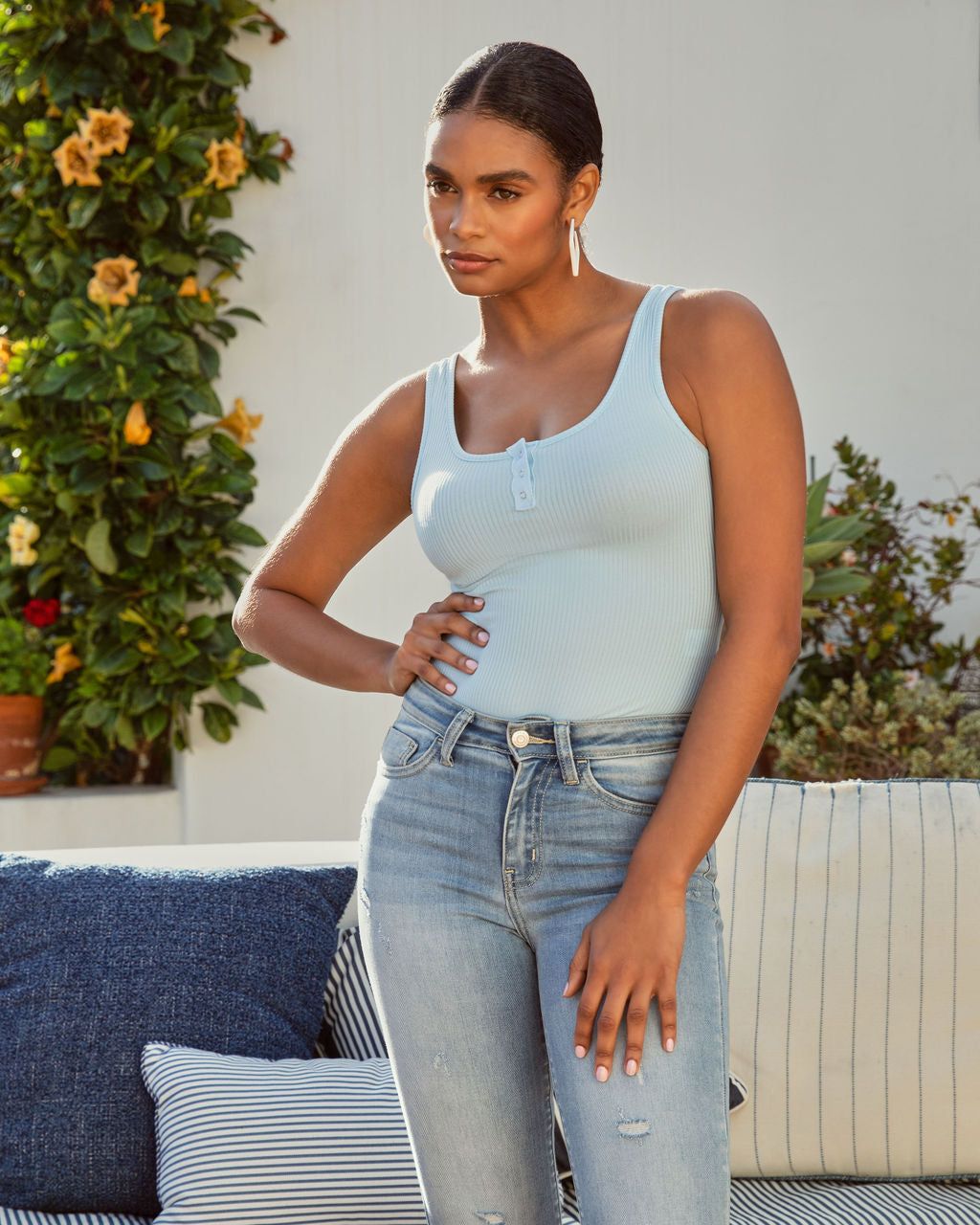 Huntley Ribbed Bodysuit - Baby Blue - FINAL SALE sold by Vici product image thumbnail 7