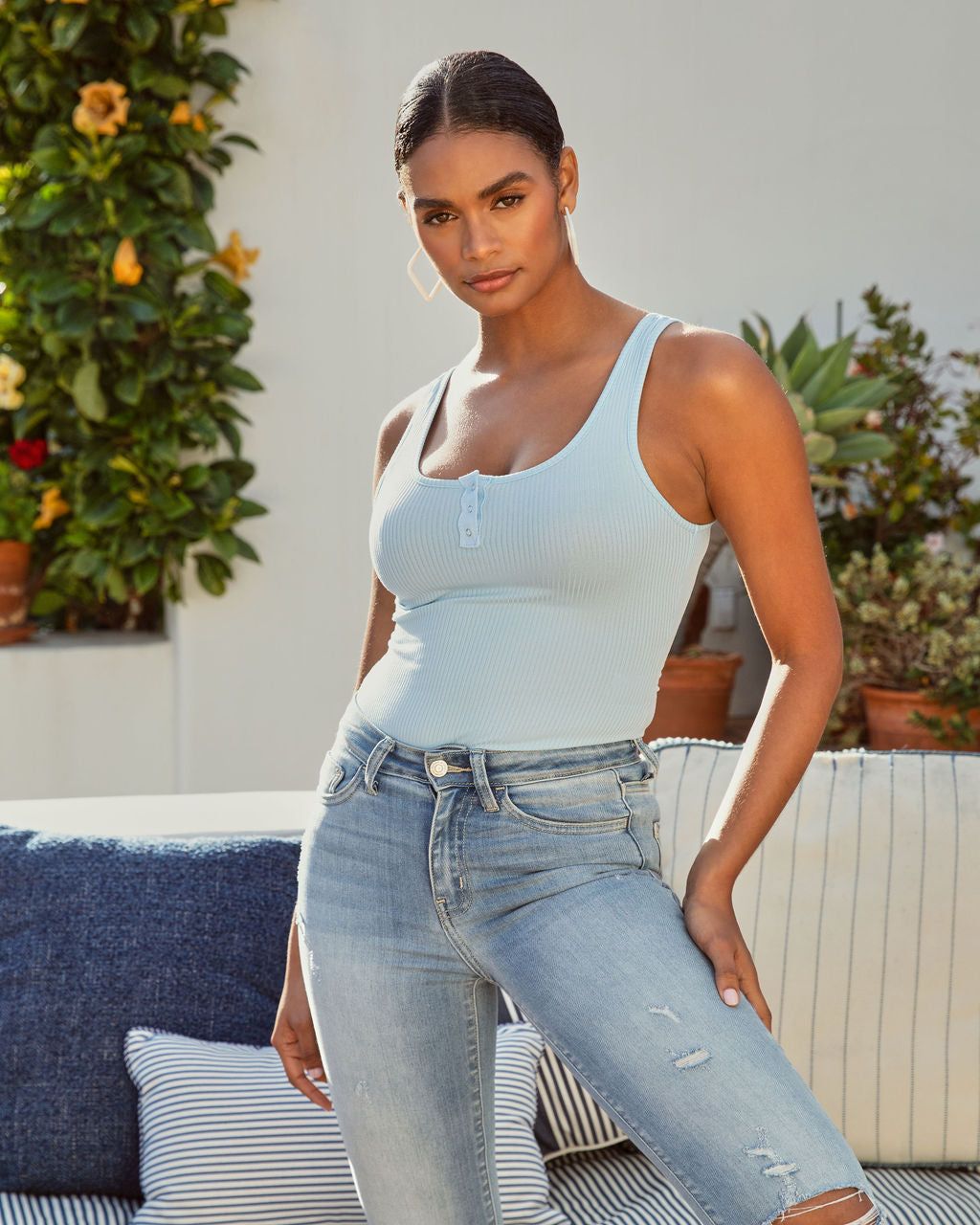 Huntley Ribbed Bodysuit - Baby Blue - FINAL SALE sold by Vici product image thumbnail 2