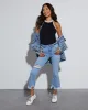 Keanu Super Stretch Crop Kick Flare Jeans sold by Vici