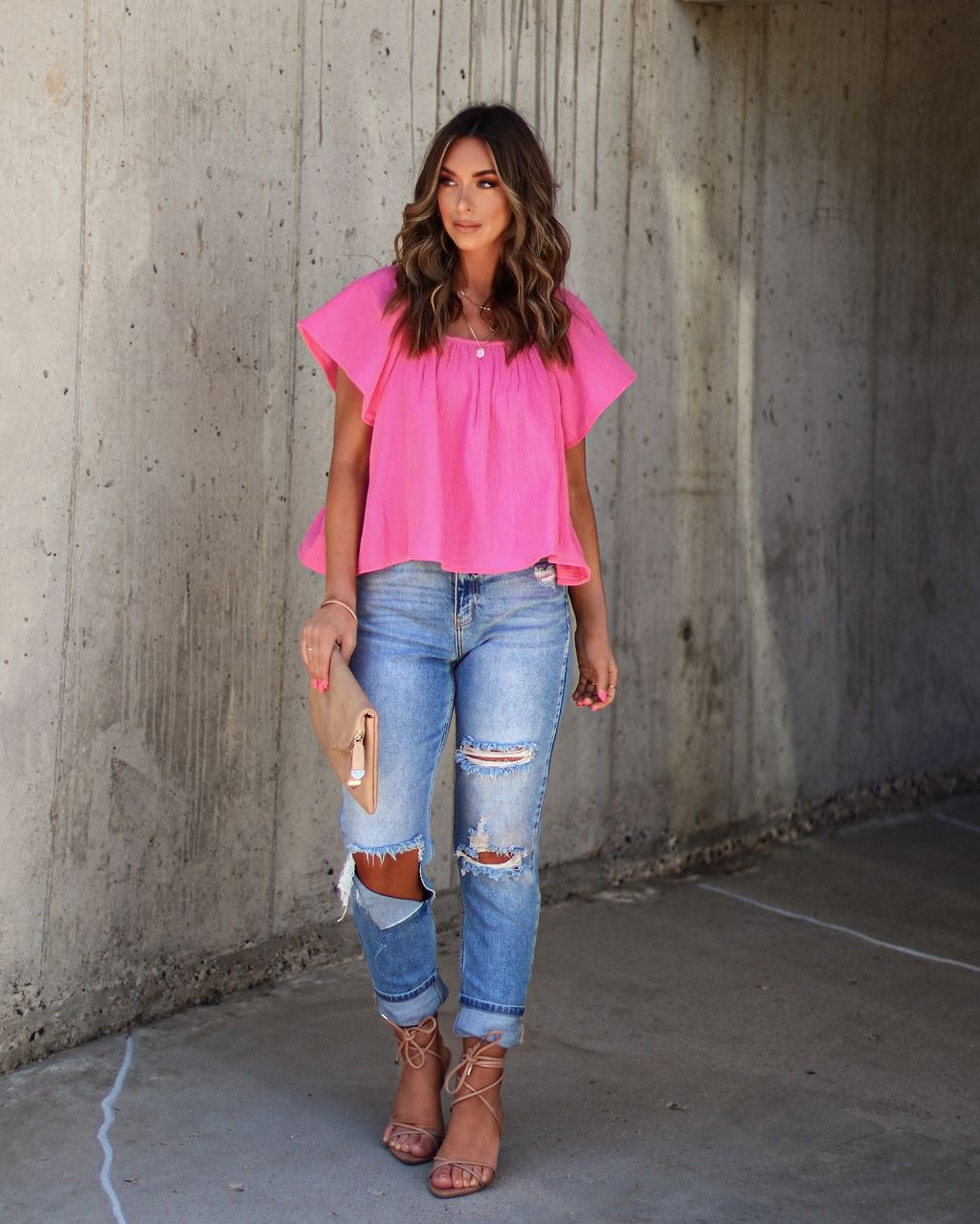 Kelly Anne Cotton Babydoll Top -Â Hot Pink - FINAL SALE sold by Vici product image thumbnail 5