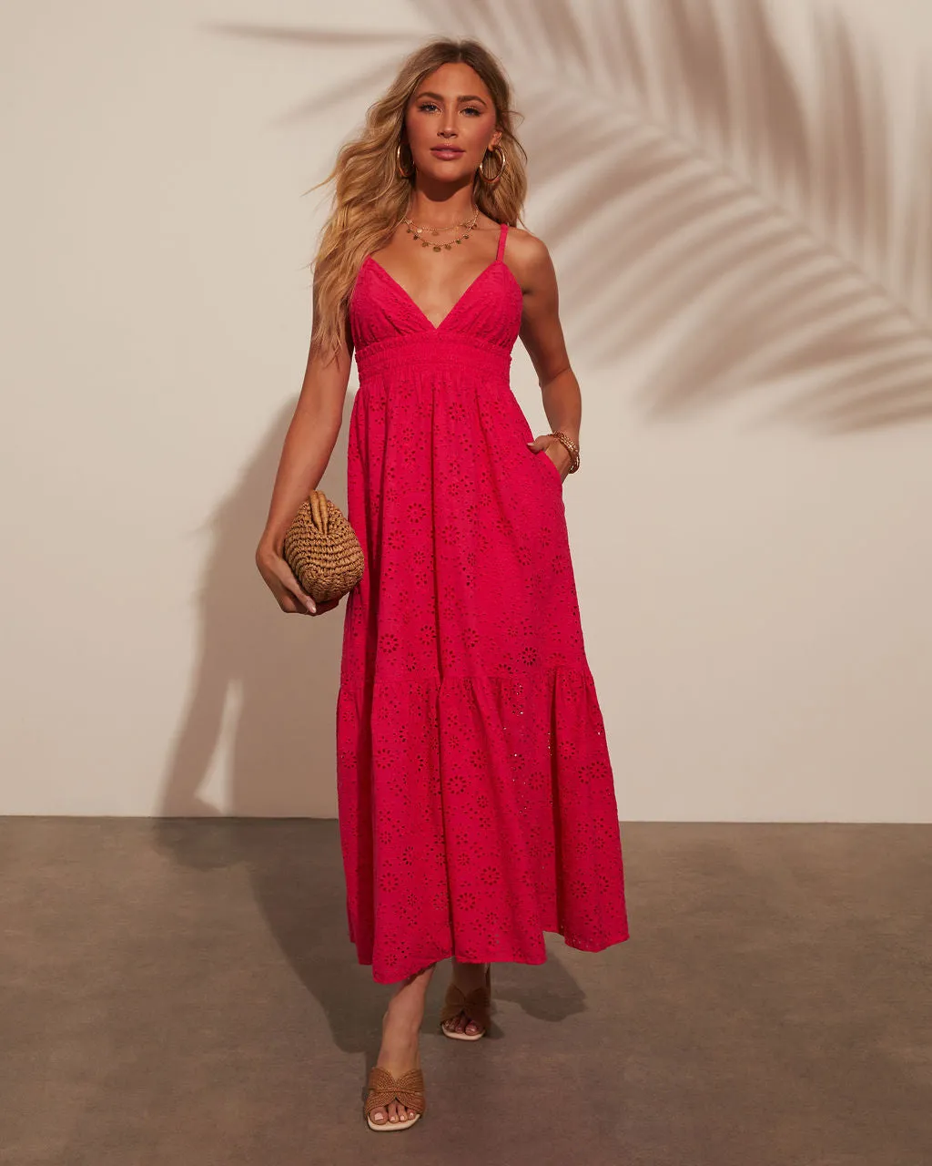 Lorenza Eyelet Smocked Midi Dress sold by Vici product image thumbnail 5