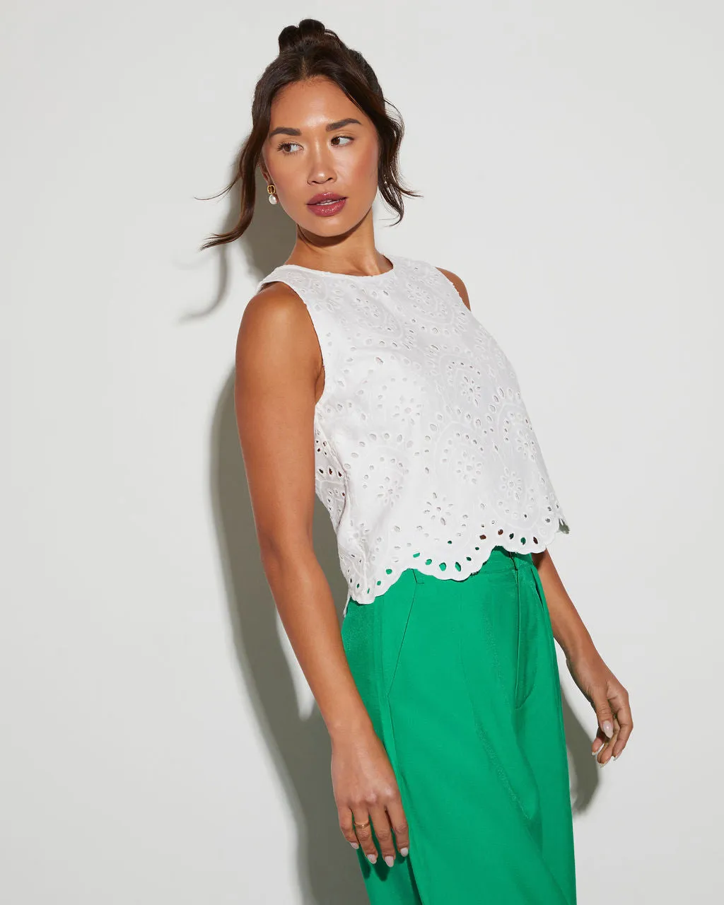 Martha Eyelet Sleeveless Top sold by Vici product image thumbnail 2