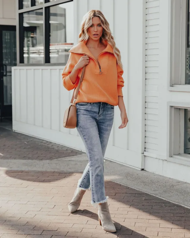 Brisk Half Zip Knit Sweater - Orange - FINAL SALE sold by Vici