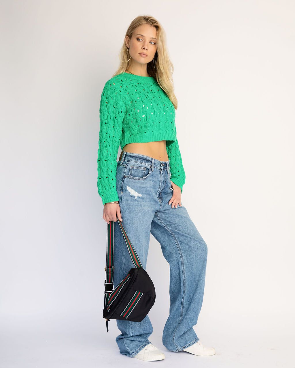 Helsa Cropped Knit Sweater - Green - FINAL SALE sold by Vici product image thumbnail 5