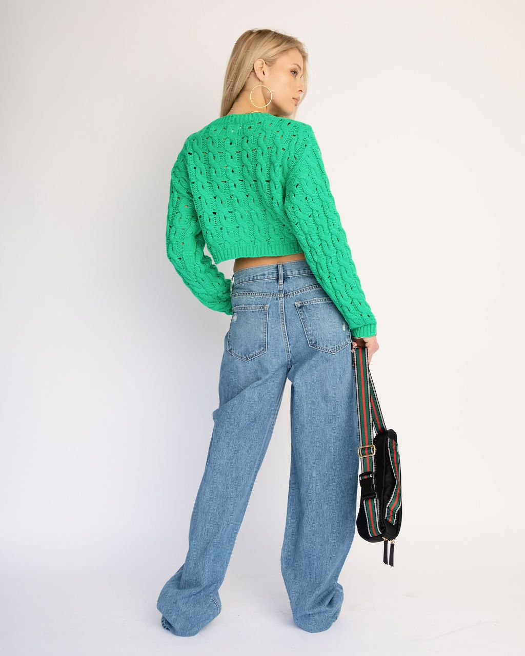 Helsa Cropped Knit Sweater - Green - FINAL SALE sold by Vici product image thumbnail 4