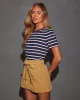 All American Button Shoulder Striped Jersey Tee sold by Vici