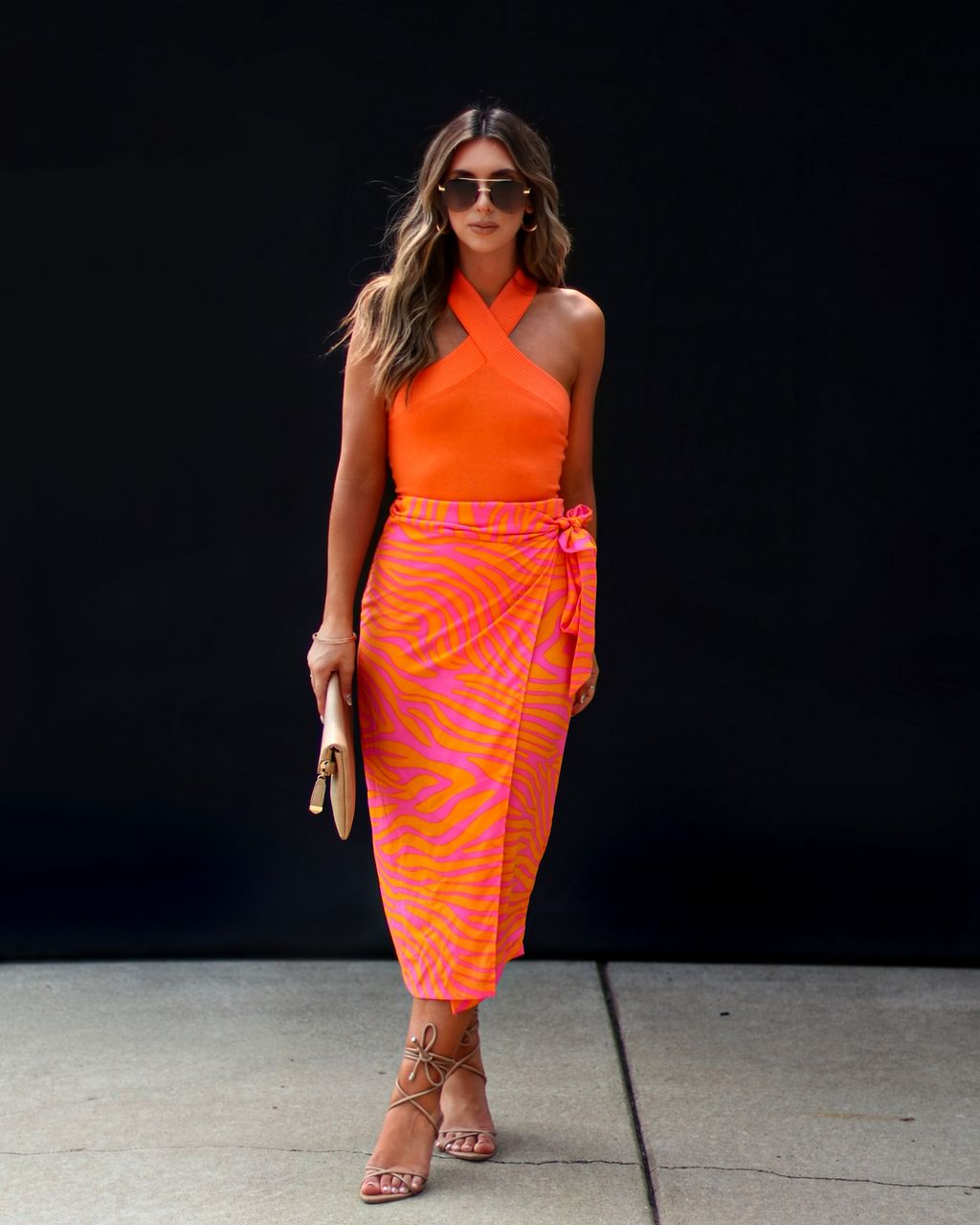 Cozumel Cross Halter Neck Bodysuit - Orange sold by Vici product image thumbnail 2