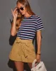 All American Button Shoulder Striped Jersey Tee sold by Vici